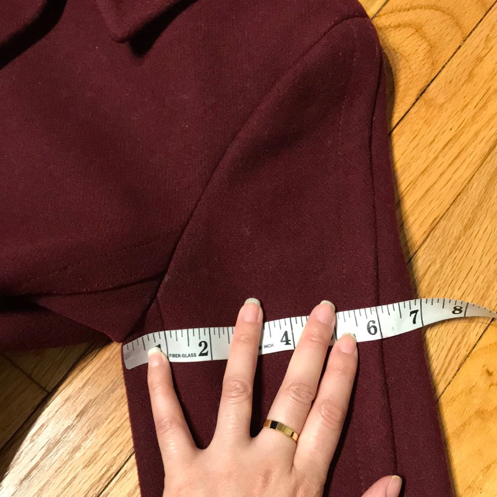 ✈️Loft Wool Preppy long Mock Pencil Bodice wine burgundy solid minimalist button - Picture 13 of 15